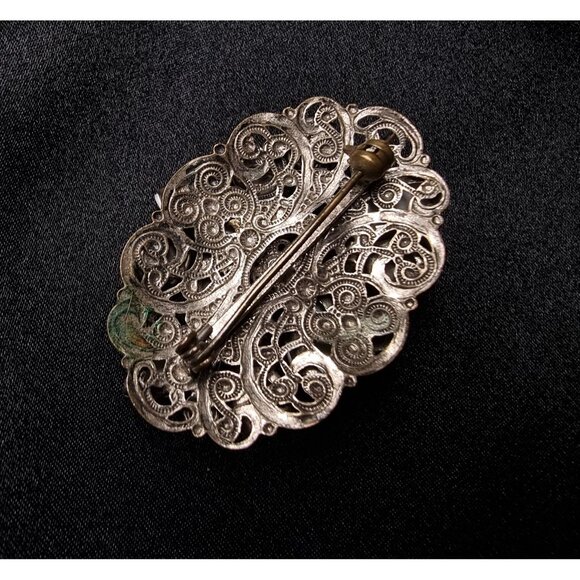 Rare Find Vintage 1950s-1960s Aurora Borealis Rhinestone & Mother-Of-Pearl Leaf - Picture 5 of 6